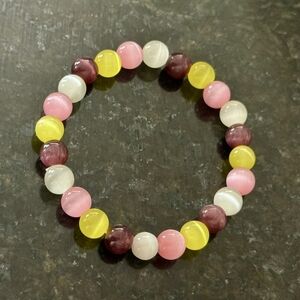 Vibrant Pink and Yellow Beaded Bracelet